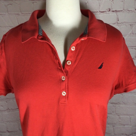 Nautica Red Short Sleeve Polo Shirt - Size Large - Picture 2 of 6